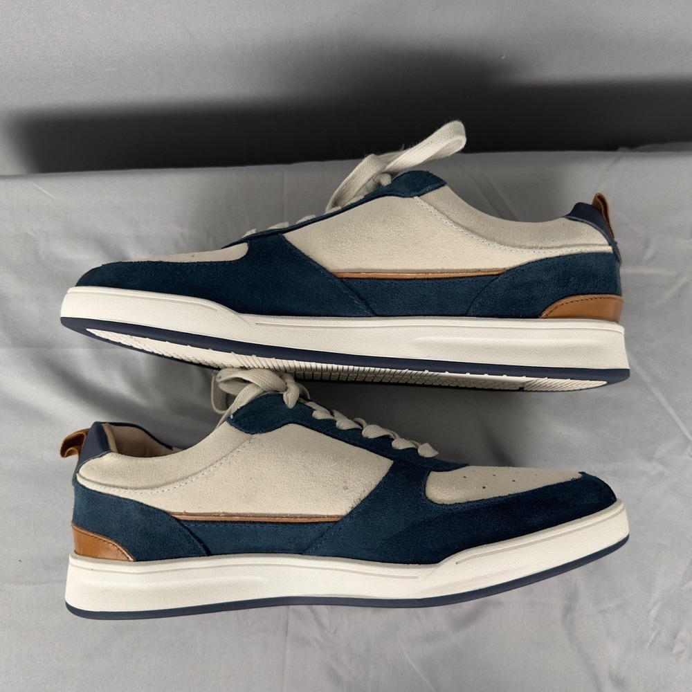 Johnnie-O Topspin Court Sneakers Mens 9 Navy White Leather Suede Casual Shoes - Picture 5 of 11